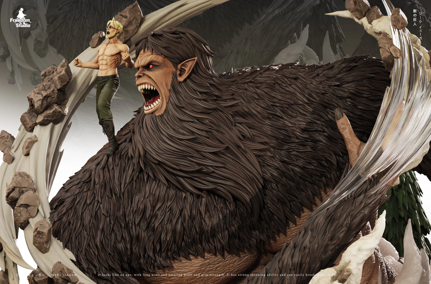 Preventa Resina Zeke Jaeger & Titan Bestia Figura Attack On Titan Freedom Estudio