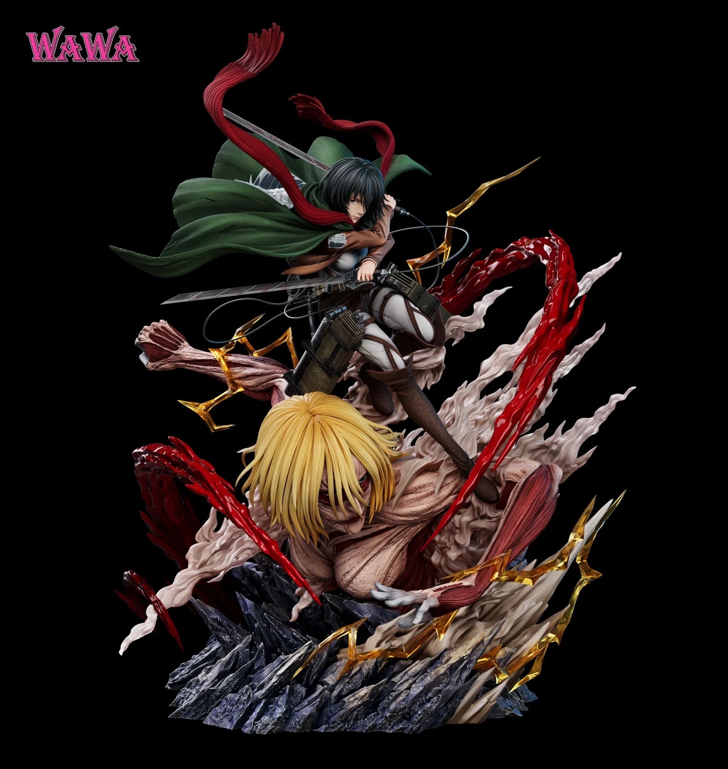 Preventa Resina Mikasa Ackerman vs Titan Femenino Figura Attack On Titan WAWA Estudio