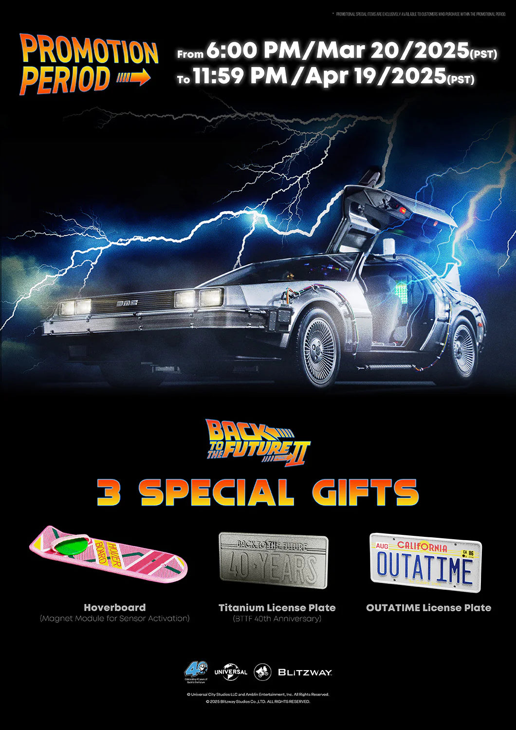 Preventa Resina Máquina del tiempo DeLorean Figura Volver al Futuro II Blitzway (Licencia) Estudio
