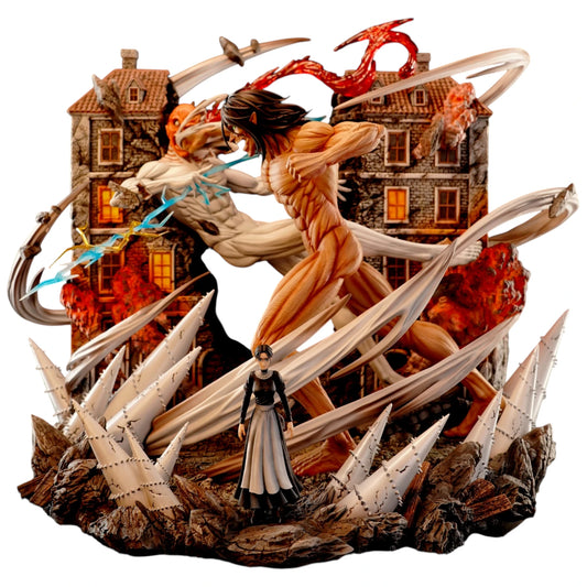 Preventa Resina Titán Martillo de Guerra vs Titán de Ataque Figura Attack On Titan TITAN Estudio