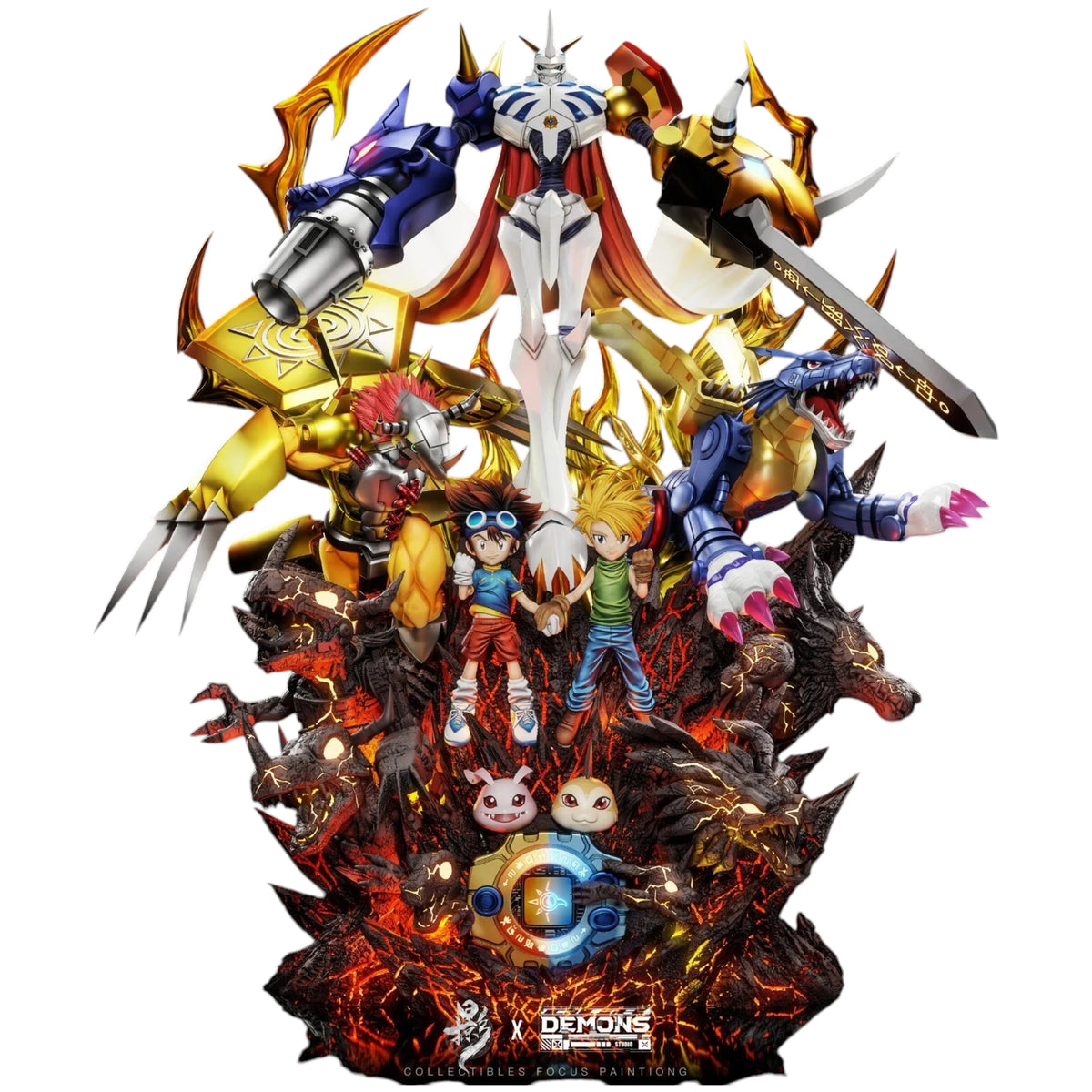 Preventa Resina Omegamon, MetalGarurumon & WarGreymon Figura Digimon LueYing Estudio