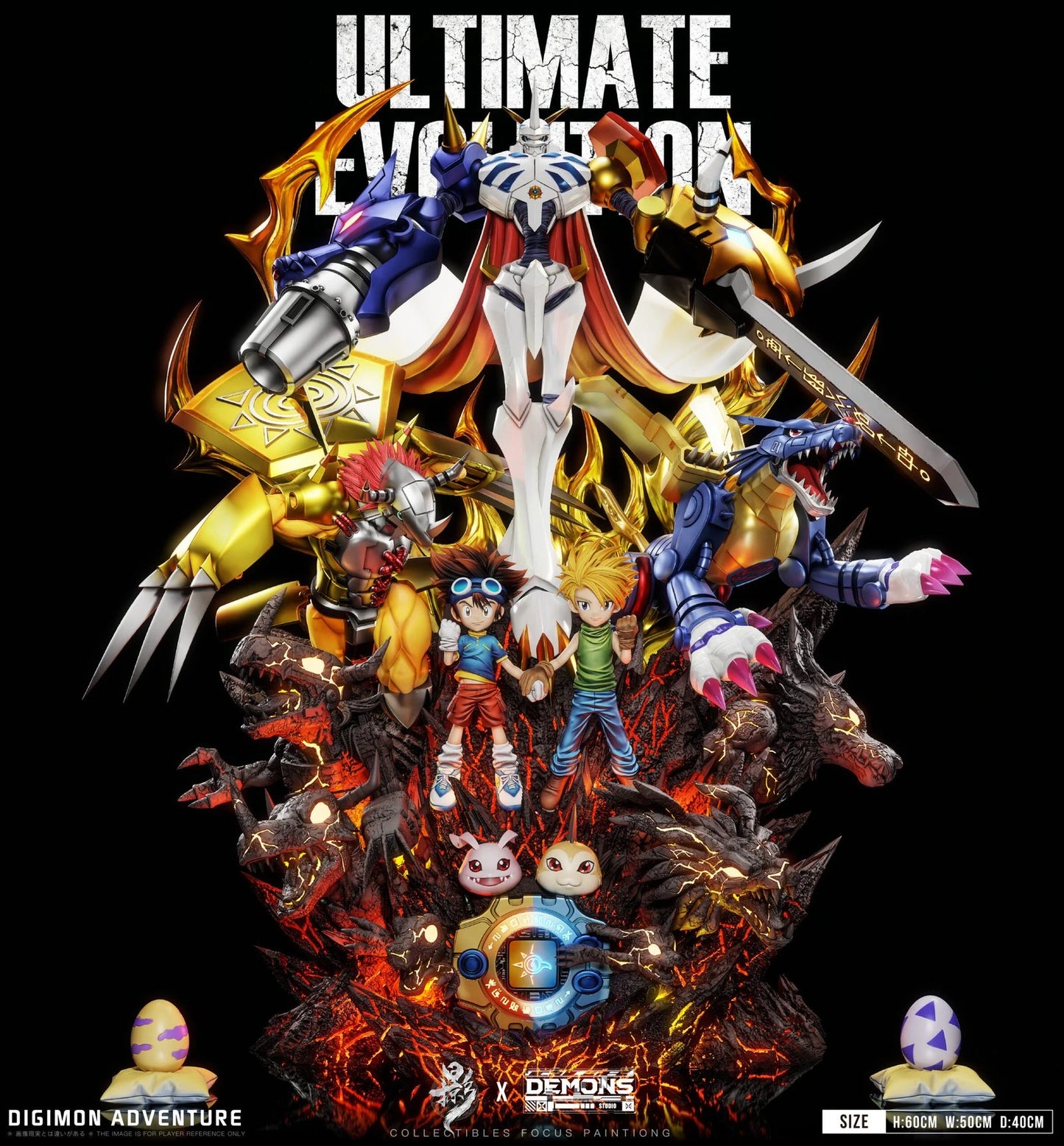 Preventa Resina Omegamon, MetalGarurumon & WarGreymon Figura Digimon LueYing Estudio