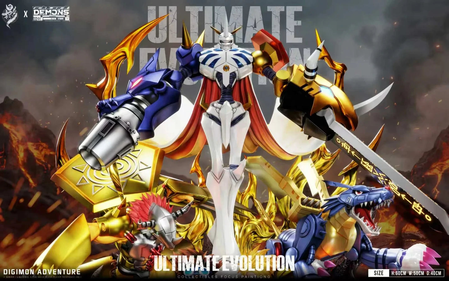 Preventa Resina Omegamon, MetalGarurumon & WarGreymon Figura Digimon LueYing Estudio