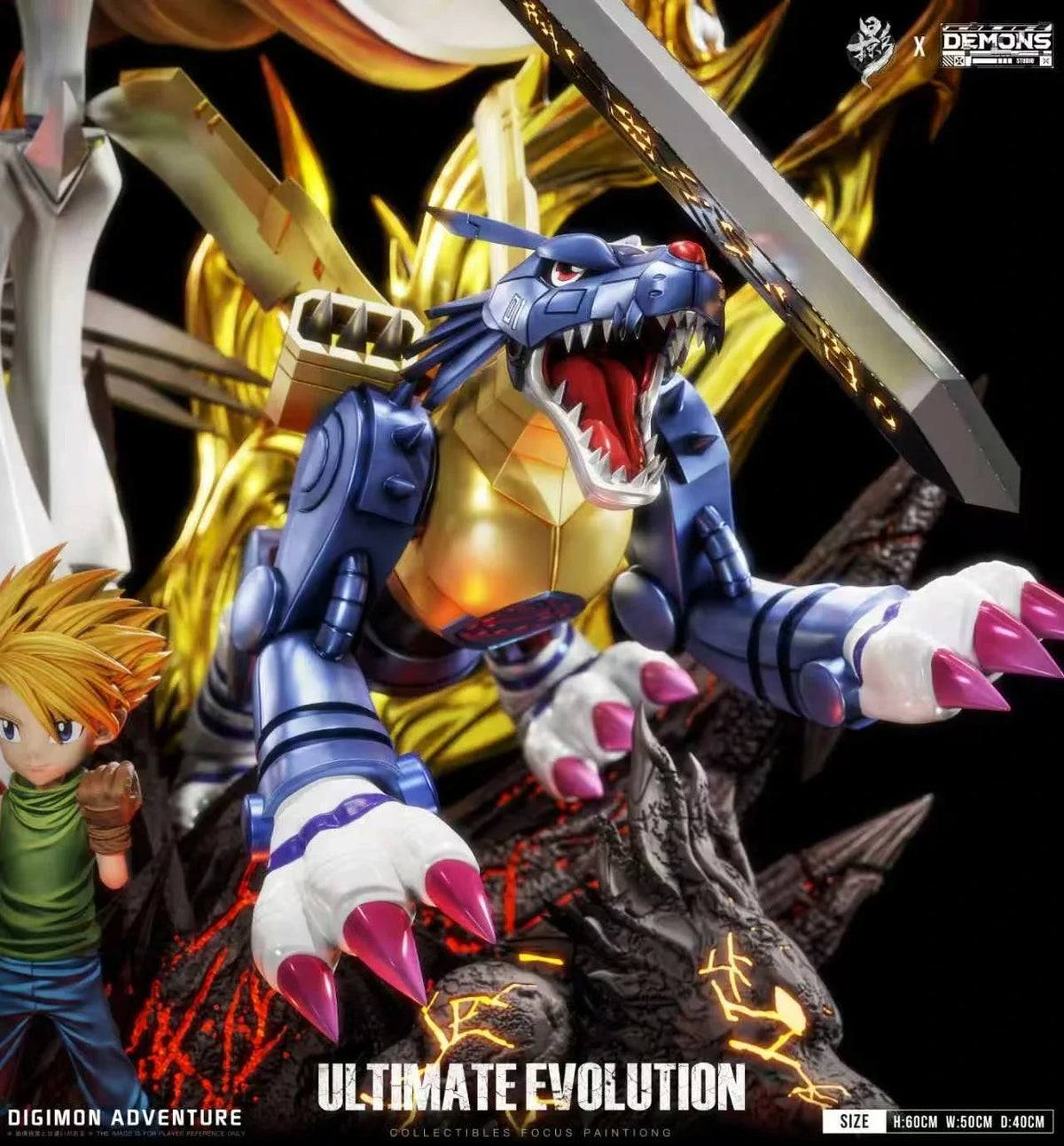 Preventa Resina Omegamon, MetalGarurumon & WarGreymon Figura Digimon LueYing Estudio