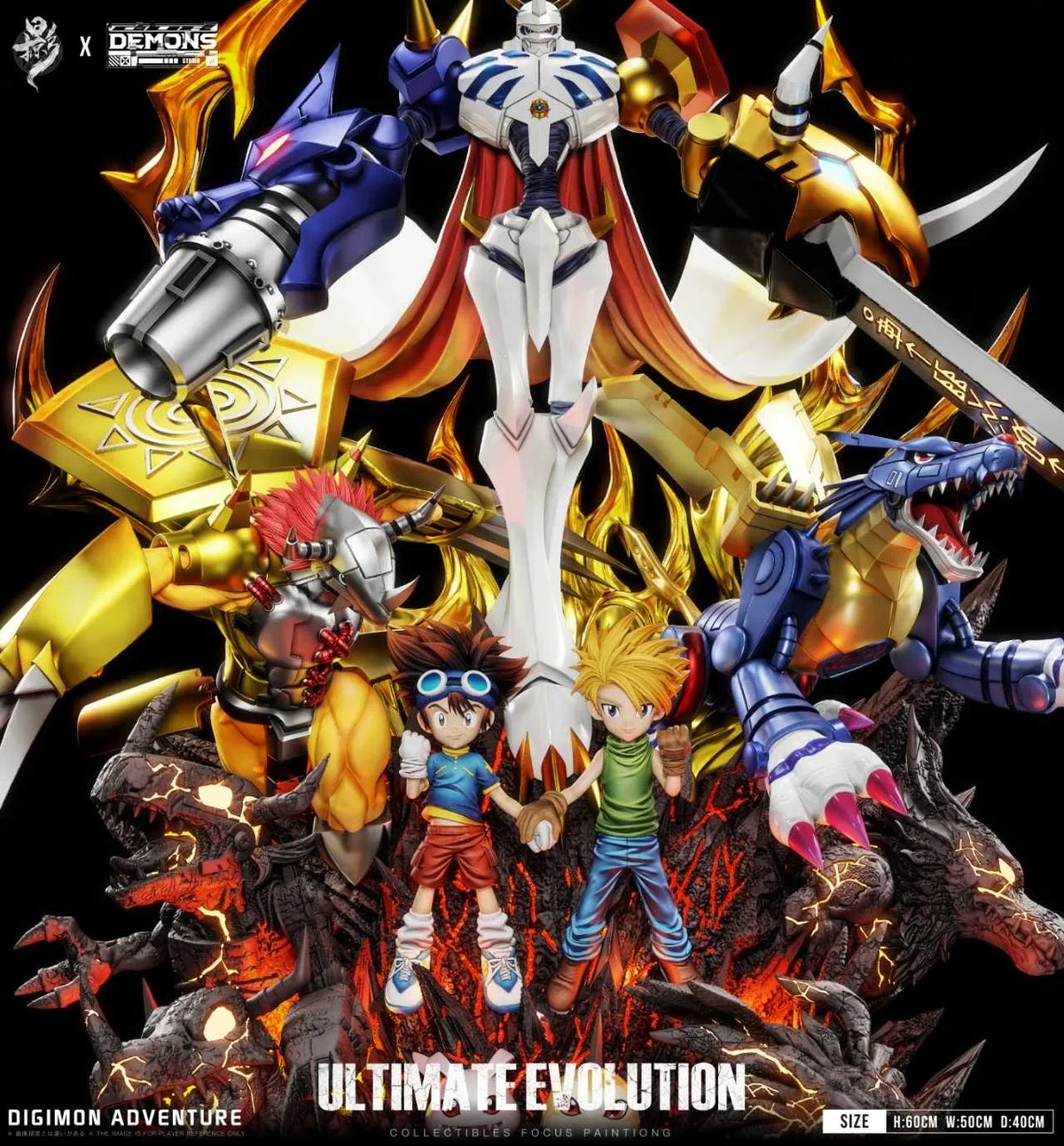Preventa Resina Omegamon, MetalGarurumon & WarGreymon Figura Digimon LueYing Estudio