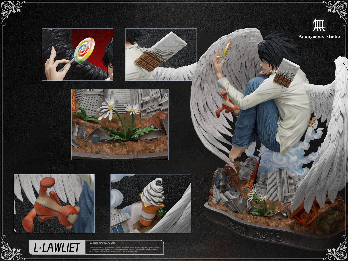 Preventa Resina L Lawliet Figura Death Note Anonymous Estudio
