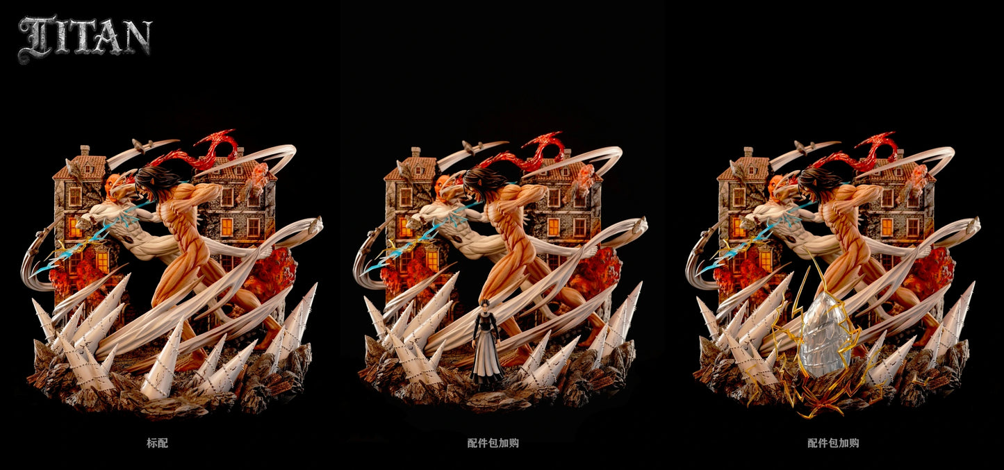 Preventa Resina Titán Martillo de Guerra vs Titán de Ataque Figura Attack On Titan TITAN Estudio