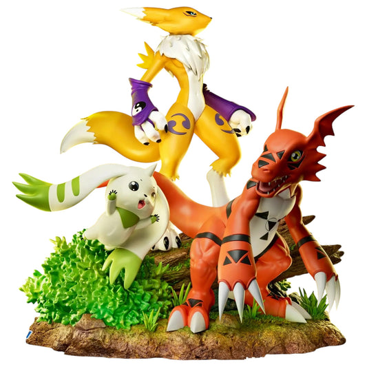 Preventa Resina Guilmon, Terriermon & Renamon Figura Digimon Slash & BN Estudio
