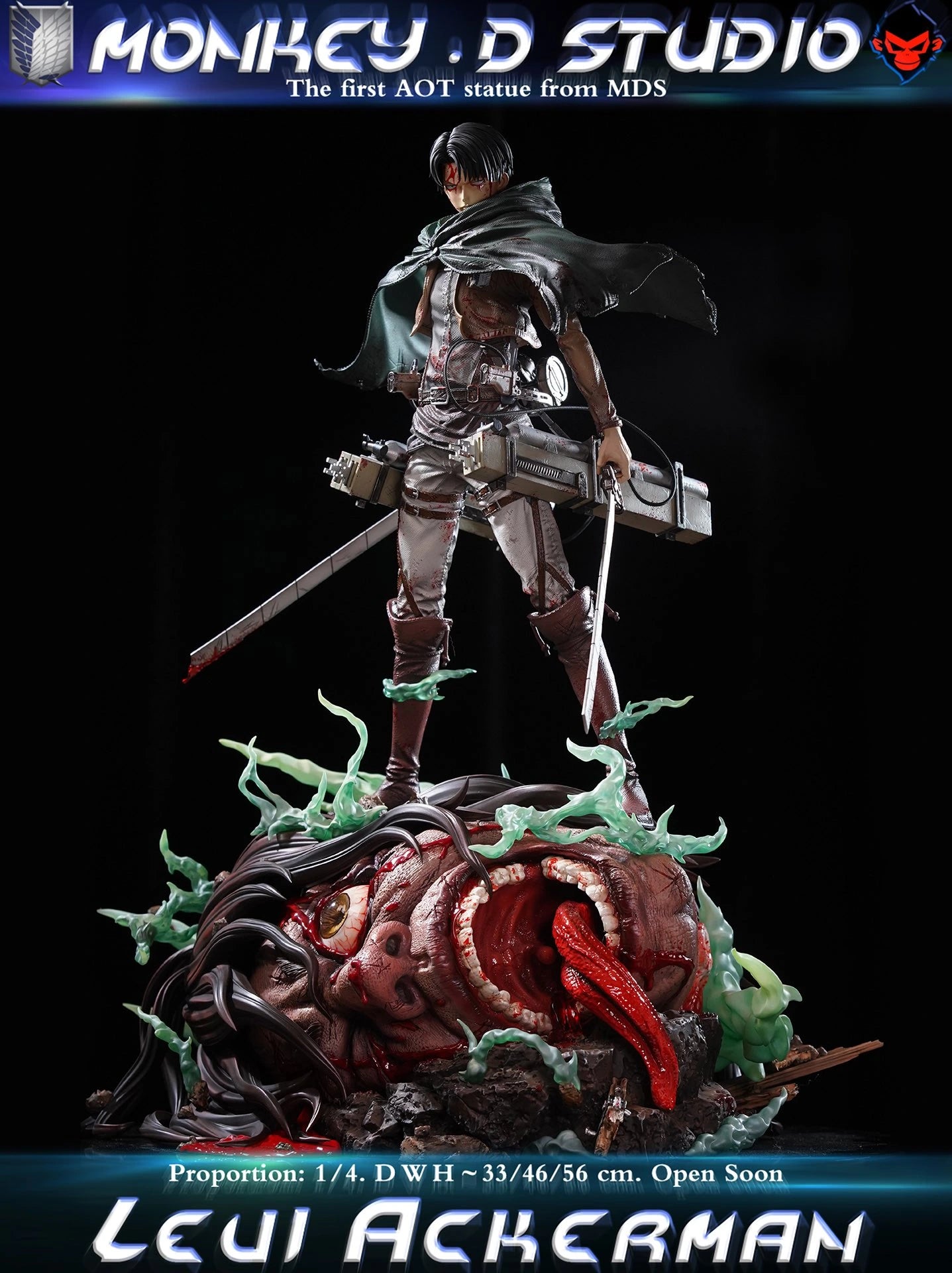 Preventa Resina Levi Ackerman Figura Attack On Titan Monkey D. Estudio