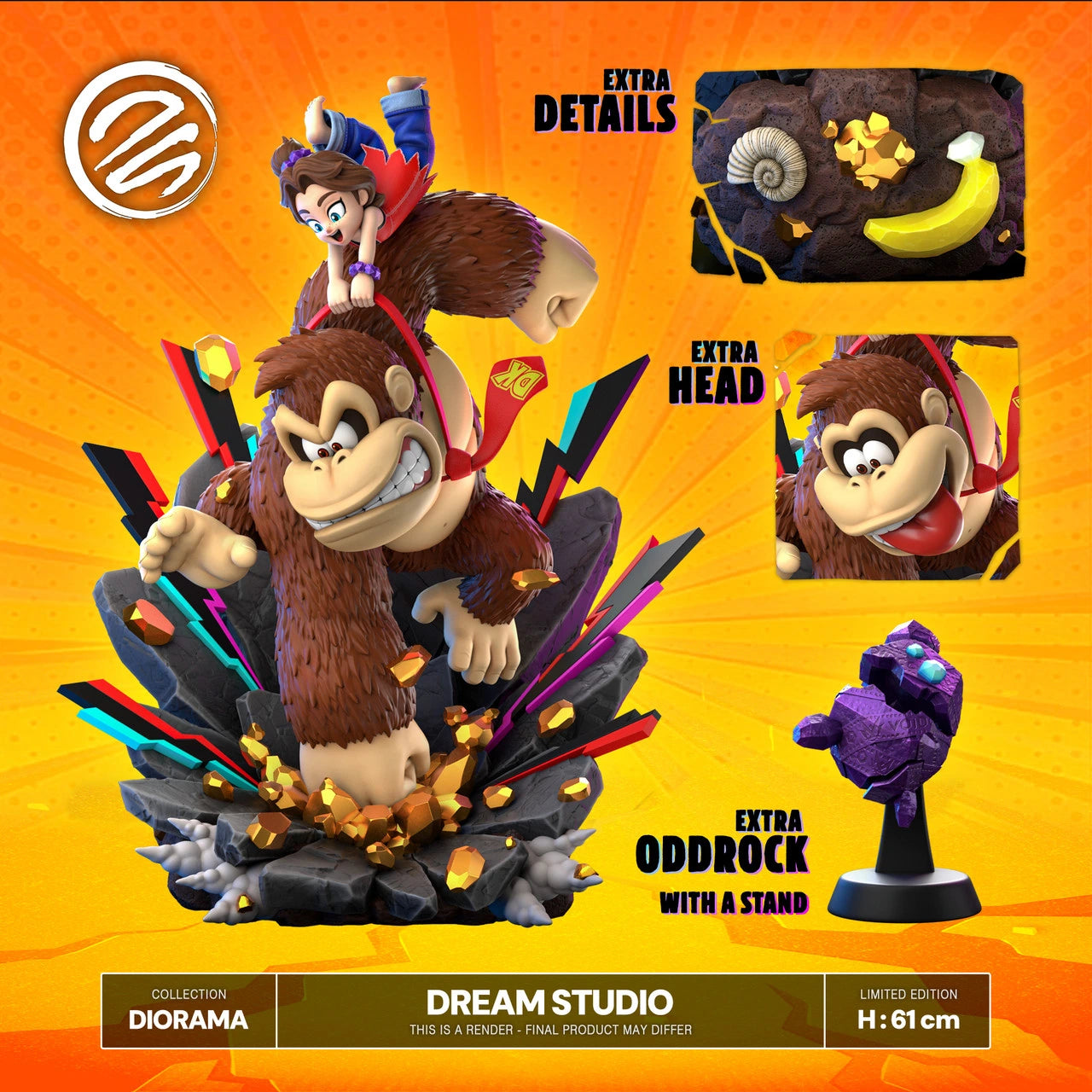 Preventa Resina Kong & Pauline Figura Donkey Kong Bananza  Dream Hunter  Estudio