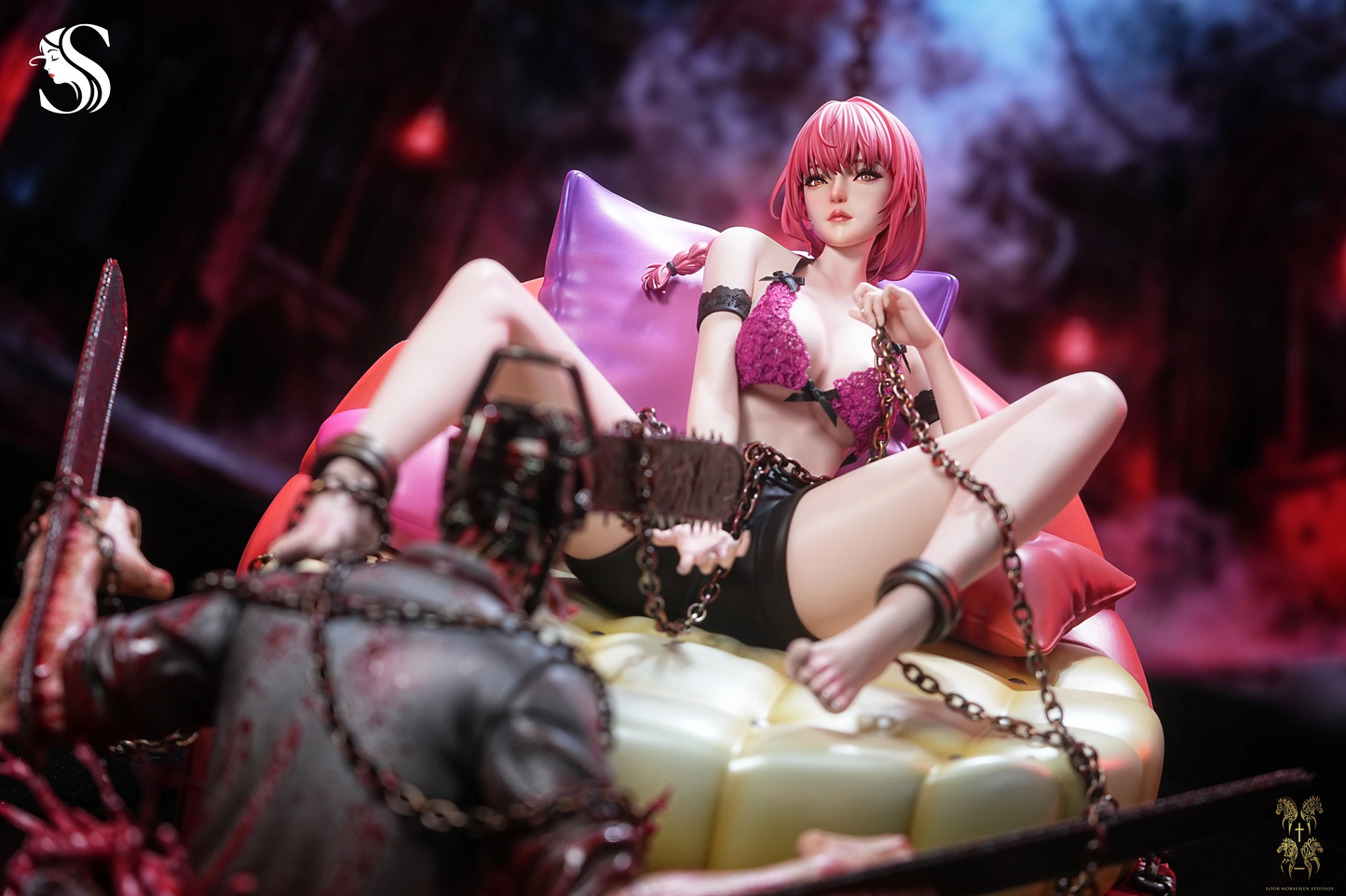 Preventa Resina Makima & Denji Figura Chainsaw Man Temptress & Four Horsemen Estudio