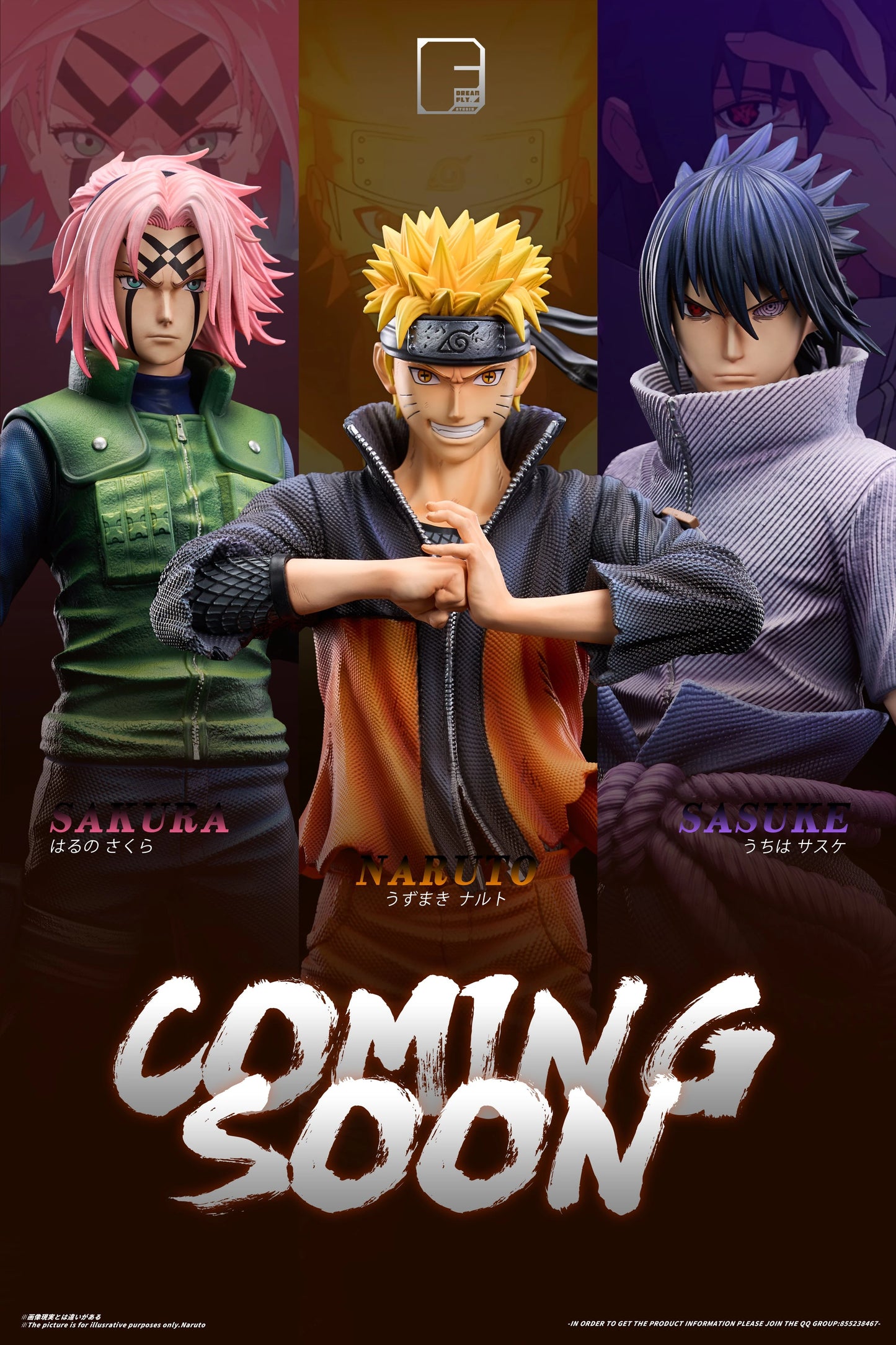 Preventa Resina Naruto, Sasuke  & Sakura Figura Naruto Dream Fly Estudio