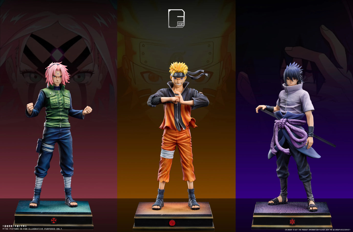 Preventa Resina Naruto, Sasuke  & Sakura Figura Naruto Dream Fly Estudio