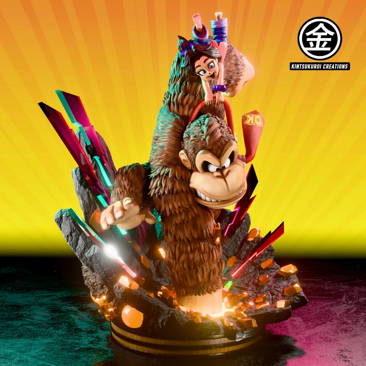 Preventa Resina Kong & Pauline Figura Donkey Kong Bananza  Kintsukuroi Creations Estudio