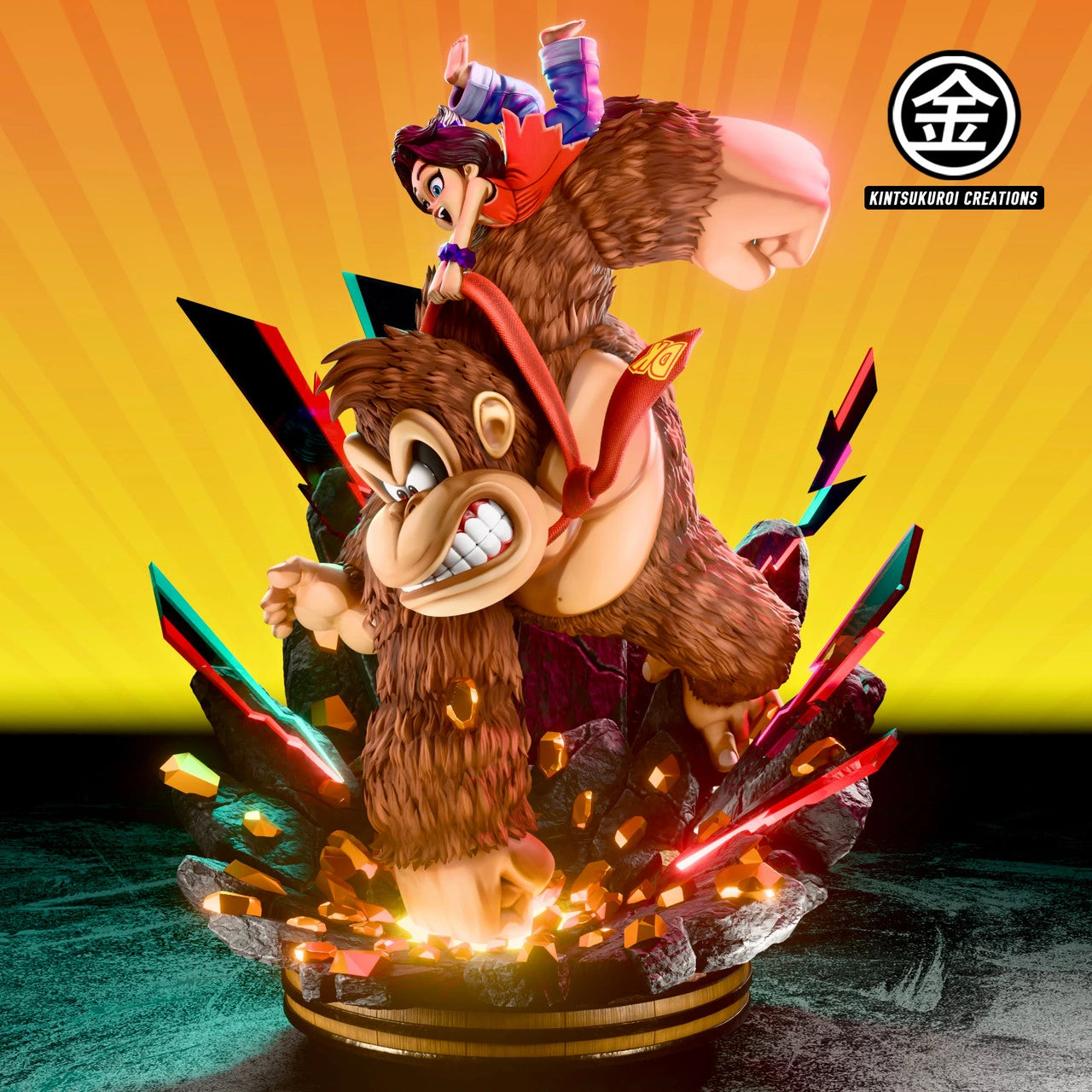 Preventa Resina Kong & Pauline Figura Donkey Kong Bananza  Kintsukuroi Creations Estudio