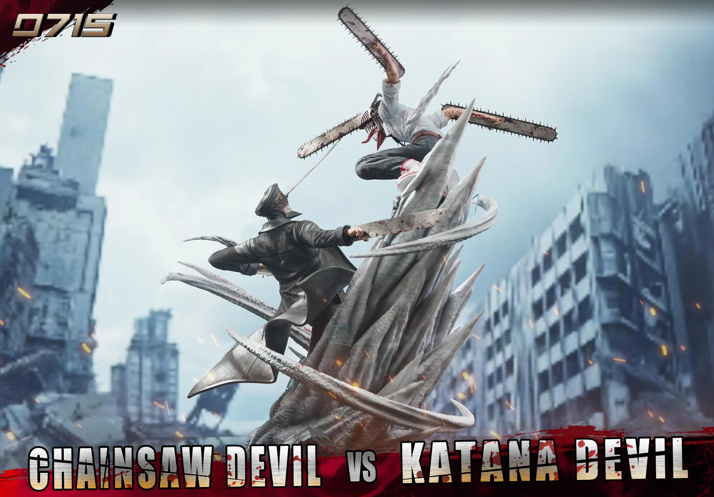 Preventa Resina Denji vs Demonio Katana Figura Chainsaw Man 715 Estudio