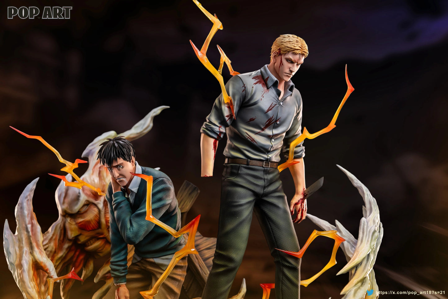 Preventa Resina Reiner Braun & Bertholdt Hoover Figura Attack On Titan POP.ART Estudio