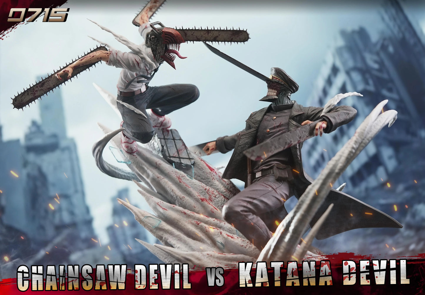 Preventa Resina Denji vs Demonio Katana Figura Chainsaw Man 715 Estudio