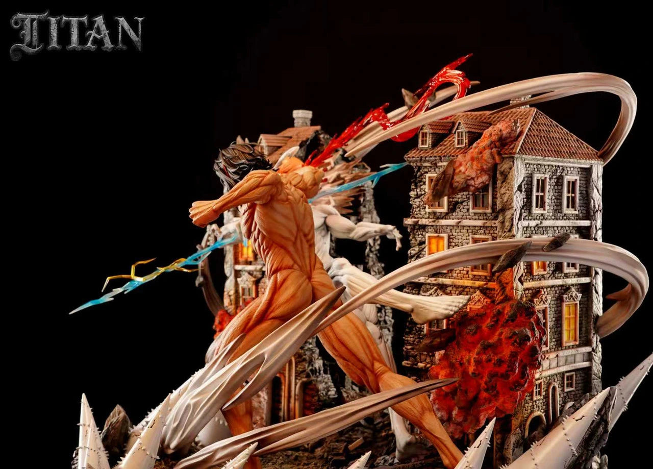 Preventa Resina Titán Martillo de Guerra vs Titán de Ataque Figura Attack On Titan TITAN Estudio