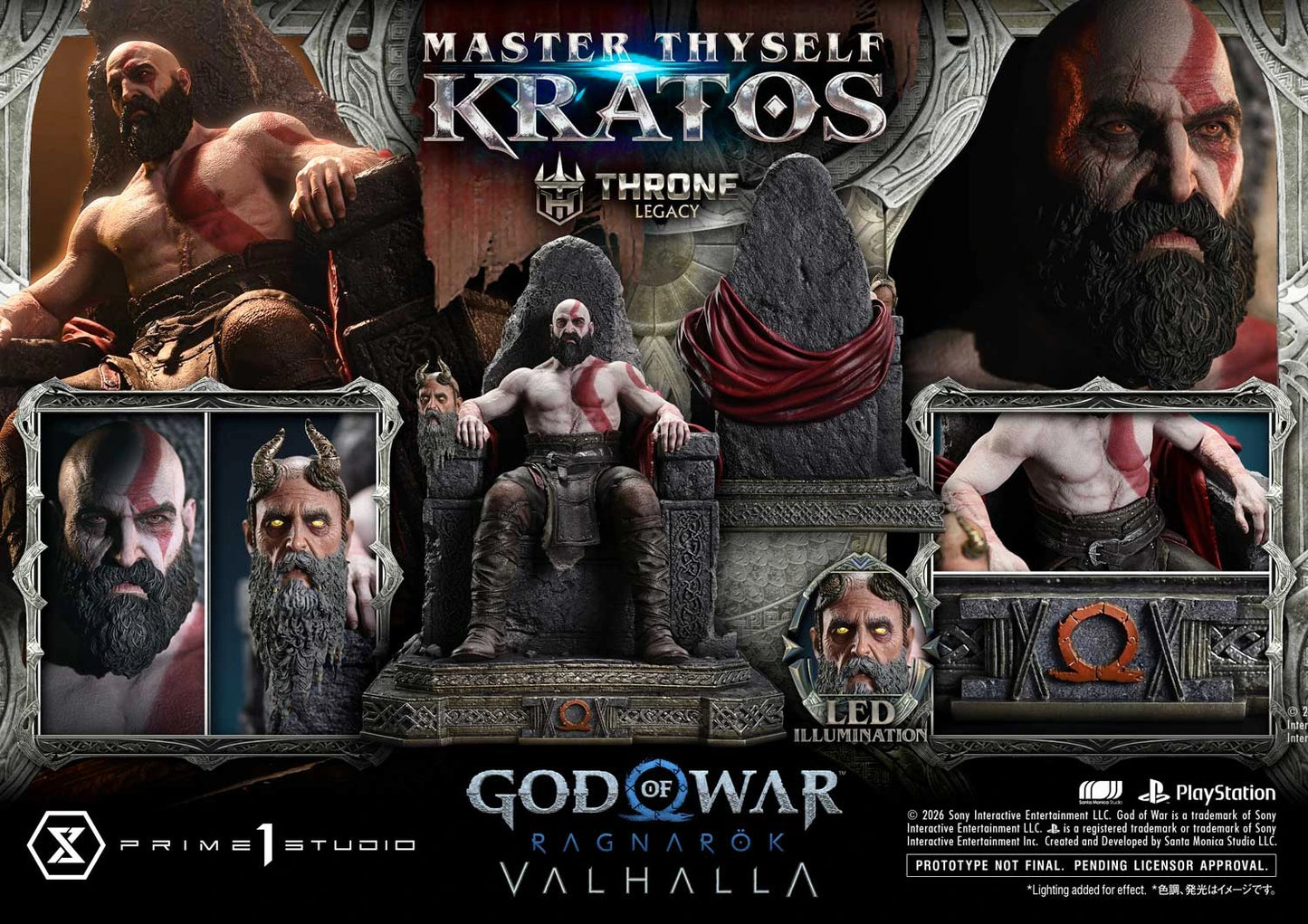 "Preventa Resina Kratos  Figura God of War Ragnarök: Valhalla  Prime 1 (Licencia) Estudio"