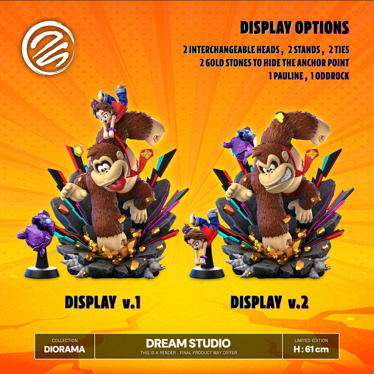 Preventa Resina Kong & Pauline Figura Donkey Kong Bananza  Dream Hunter  Estudio