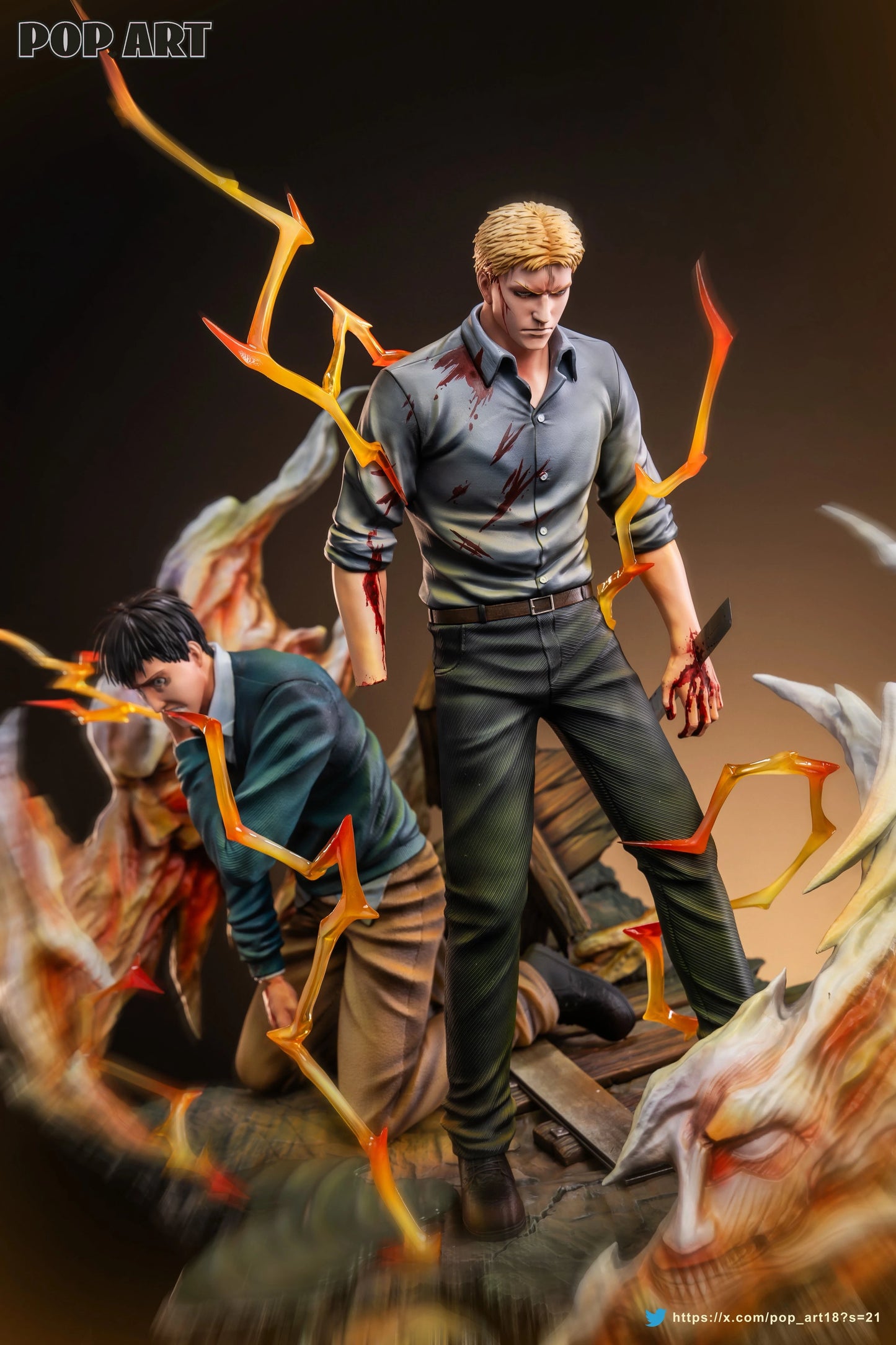 Preventa Resina Reiner Braun & Bertholdt Hoover Figura Attack On Titan POP.ART Estudio