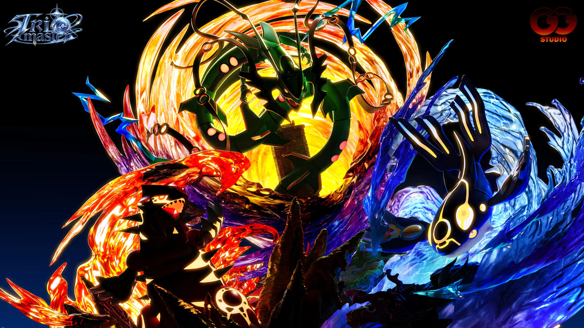 Preventa Resina Mega Rayqueaza, Primal Groudon & Primal Kyogre Figura Pokemón GuGu Estudio