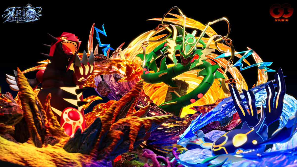 Preventa Resina Mega Rayqueaza, Primal Groudon & Primal Kyogre Figura Pokemón GuGu Estudio