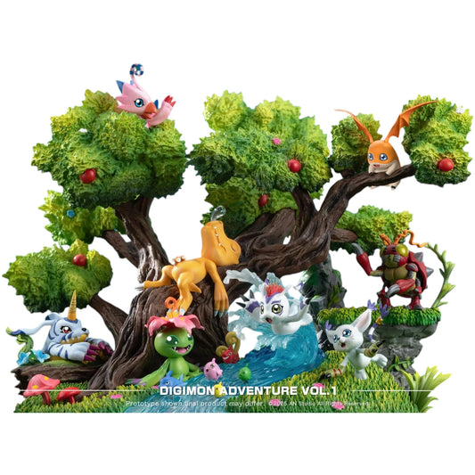 Preventa Resina Agumon, Gabumon, Tentomon, Piyomon, Palmon, Gomamon, Patamon & Tailmon Figura Digimon AN Estudio