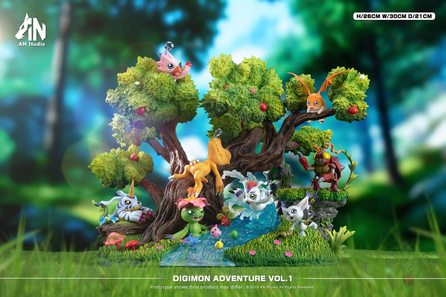 Preventa Resina Agumon, Gabumon, Tentomon, Piyomon, Palmon, Gomamon, Patamon & Tailmon Figura Digimon AN Estudio