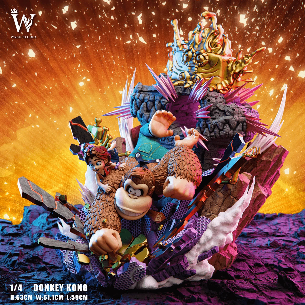 Preventa Resina Kong & Pauline Figura Donkey Kong Bananza Wake Estudio
