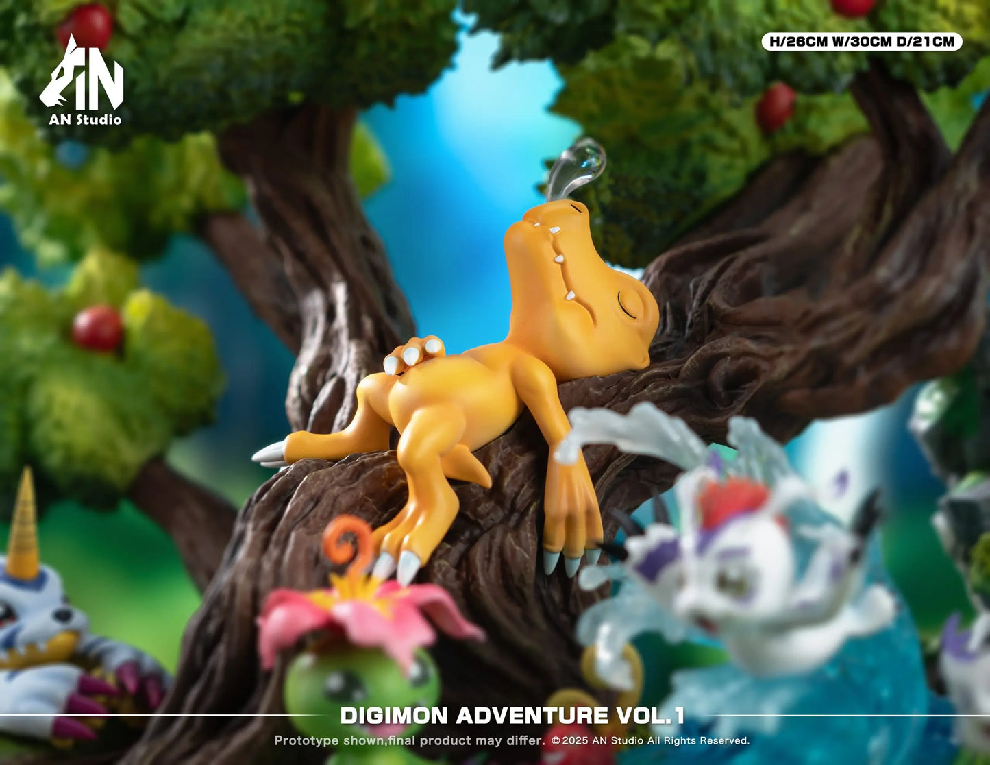 Preventa Resina Agumon, Gabumon, Tentomon, Piyomon, Palmon, Gomamon, Patamon & Tailmon Figura Digimon AN Estudio