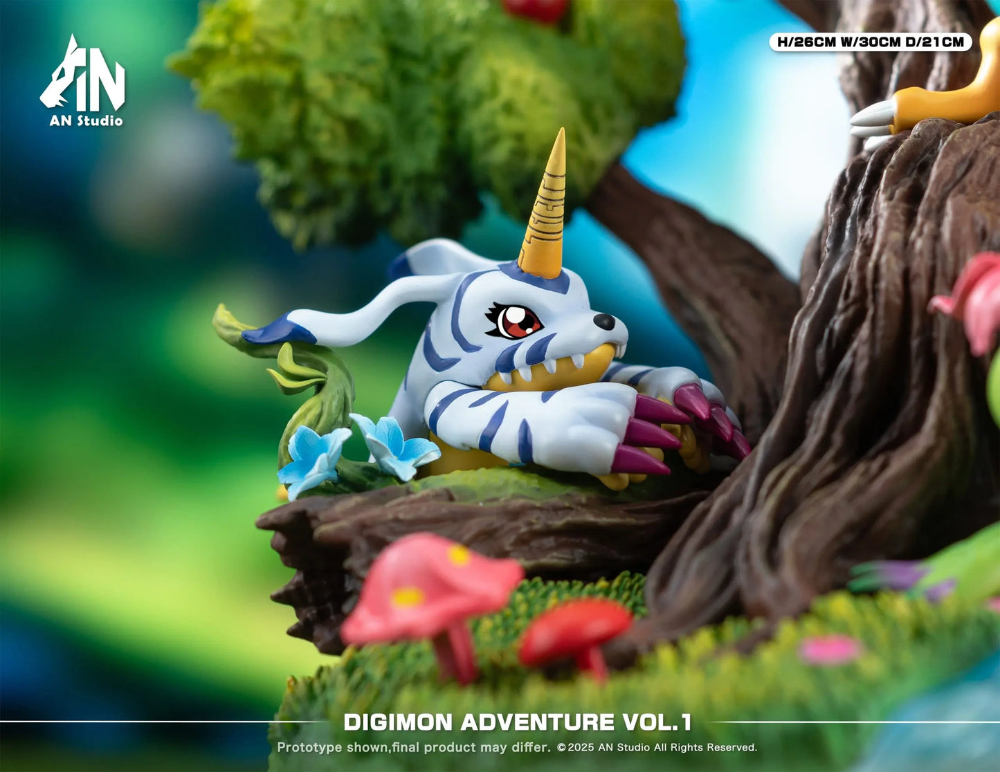 Preventa Resina Agumon, Gabumon, Tentomon, Piyomon, Palmon, Gomamon, Patamon & Tailmon Figura Digimon AN Estudio