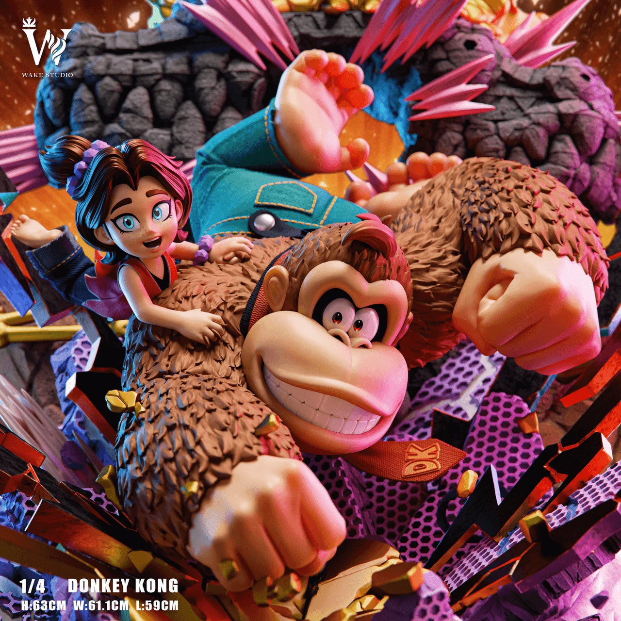 Preventa Resina Kong & Pauline Figura Donkey Kong Bananza Wake Estudio