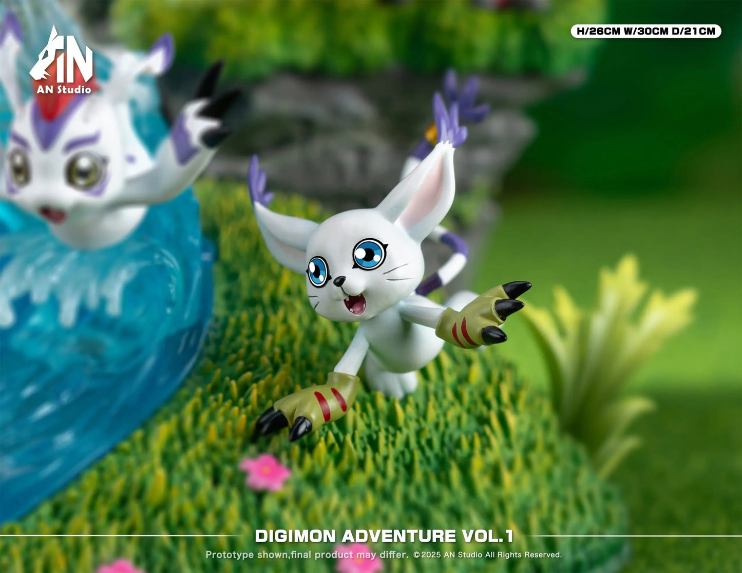 Preventa Resina Agumon, Gabumon, Tentomon, Piyomon, Palmon, Gomamon, Patamon & Tailmon Figura Digimon AN Estudio