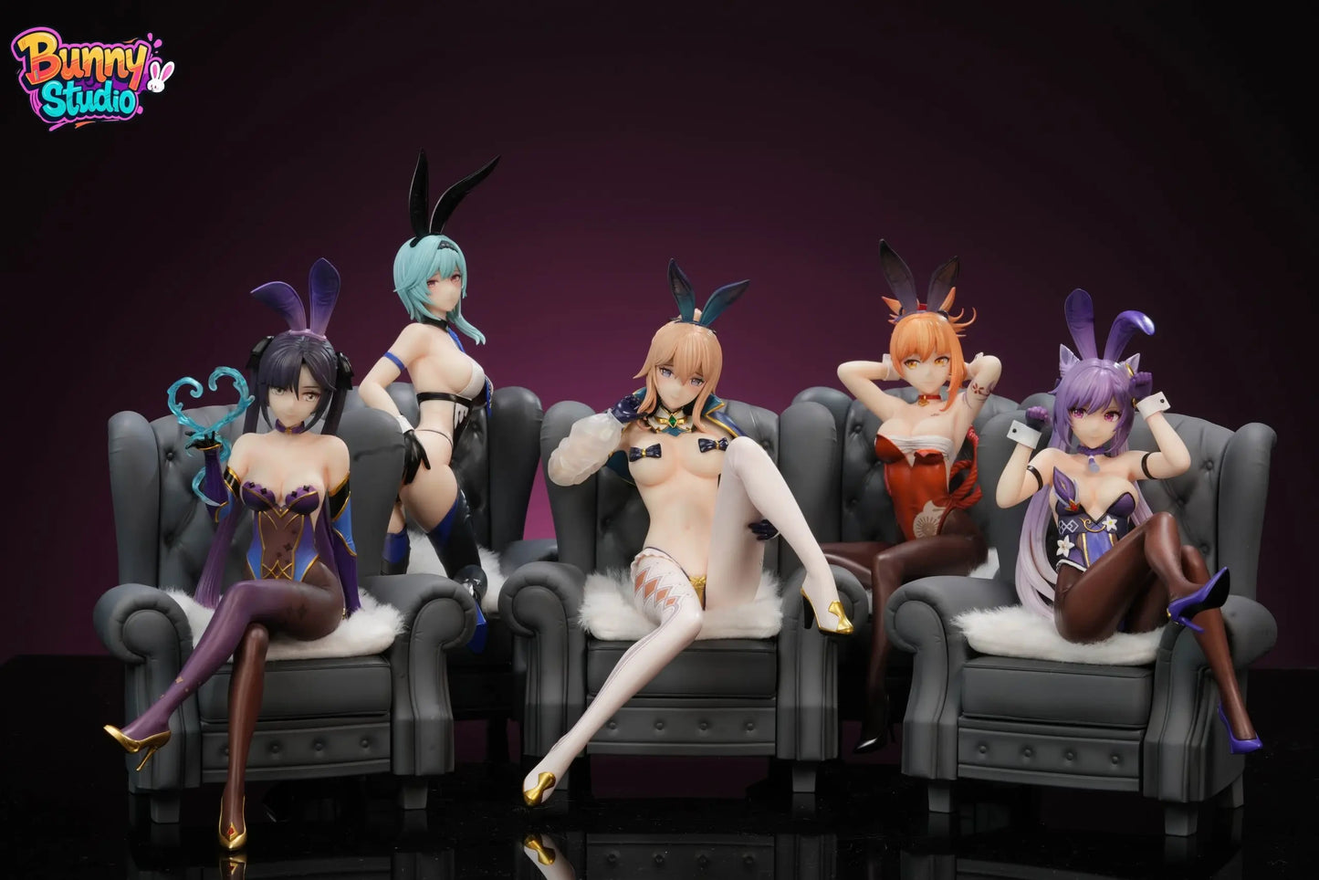 Preventa Resina Yoimiya, Eula Lawrence, Keging, Astrologist Mona Megistus, Jean Figura Genshin Impact Bunny Estudio