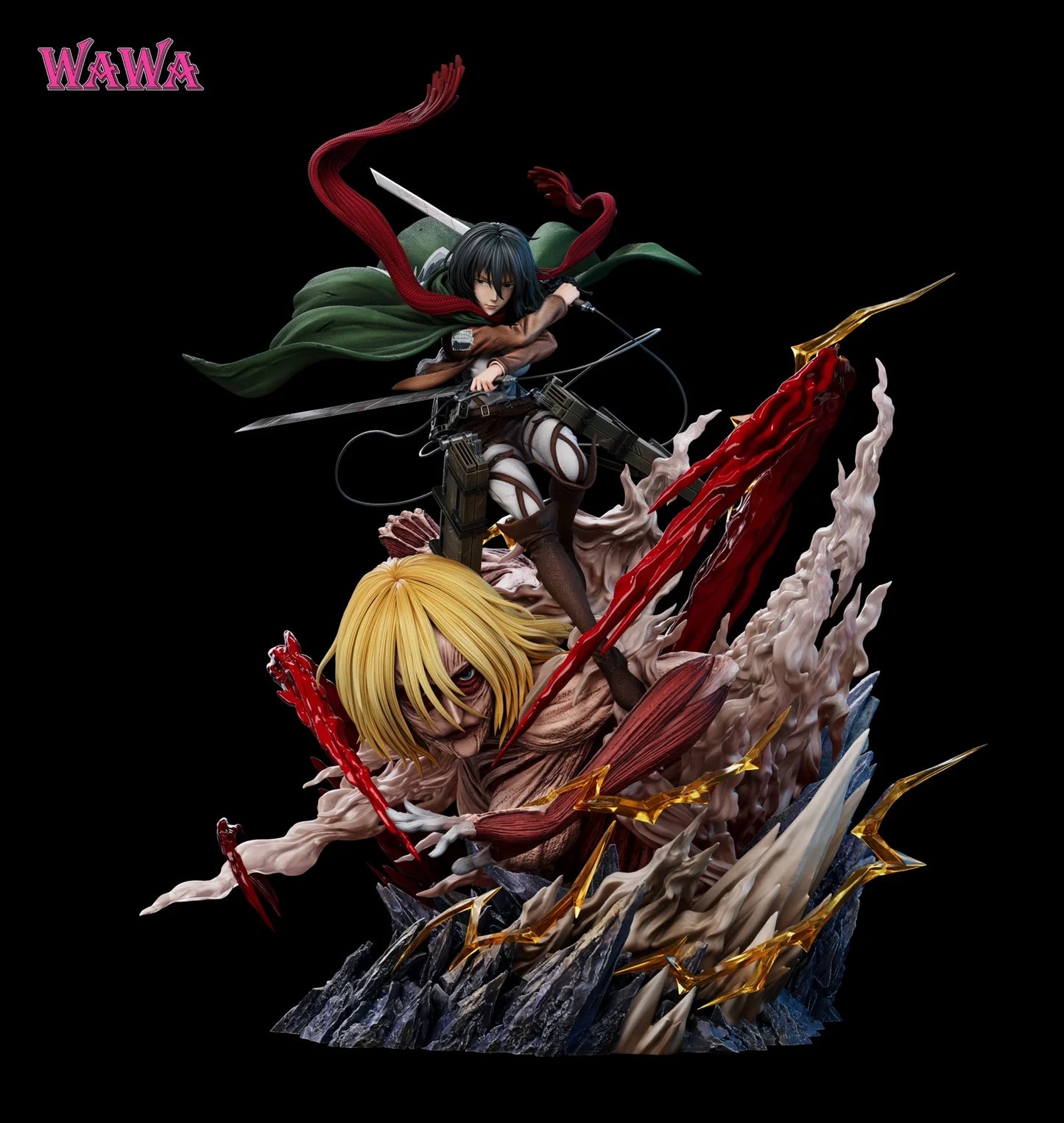Preventa Resina Mikasa Ackerman vs Titan Femenino Figura Attack On Titan WAWA Estudio