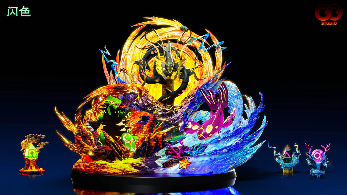 Preventa Resina Mega Rayqueaza, Primal Groudon & Primal Kyogre Figura Pokemón GuGu Estudio