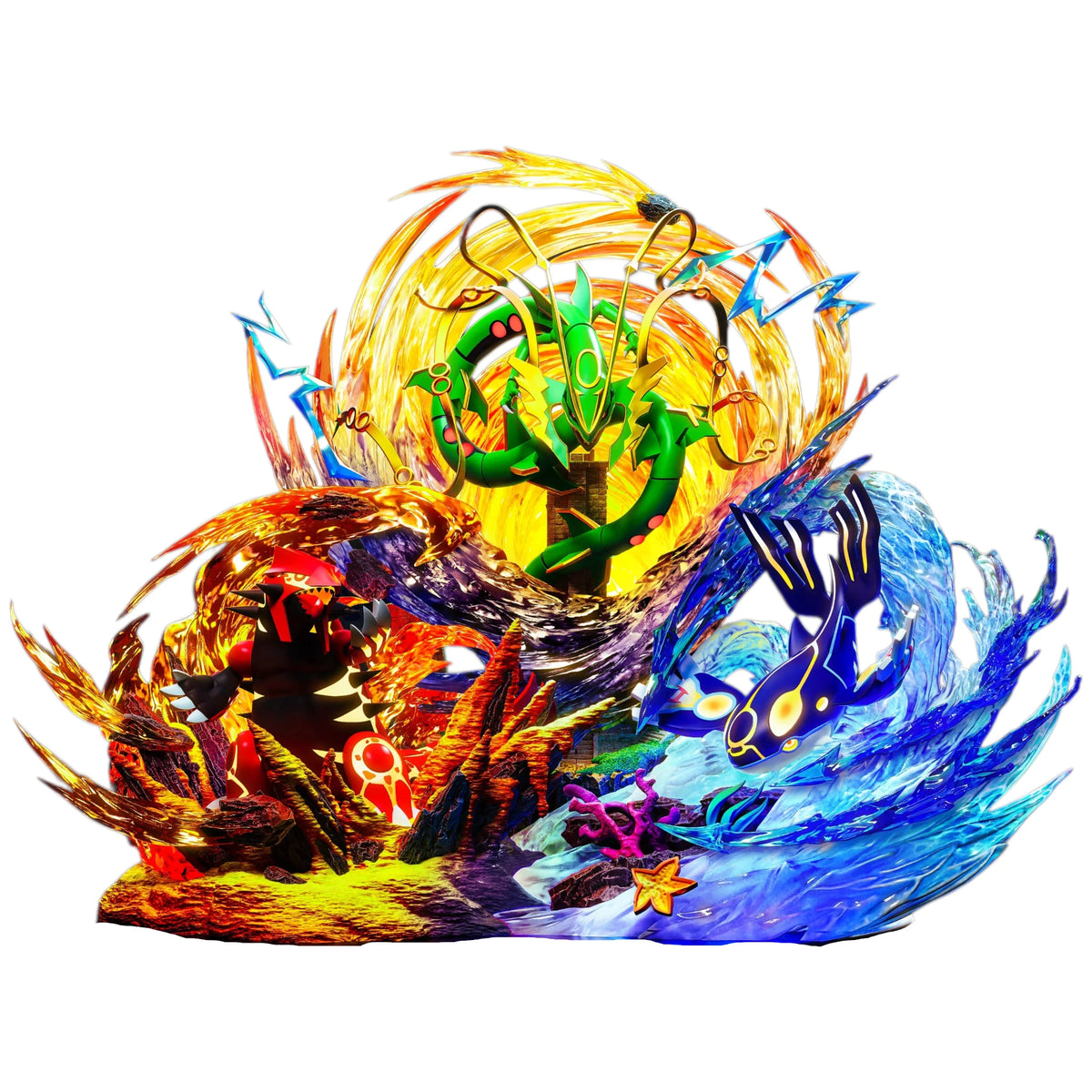 Preventa Resina Mega Rayqueaza, Primal Groudon & Primal Kyogre Figura Pokemón GuGu Estudio