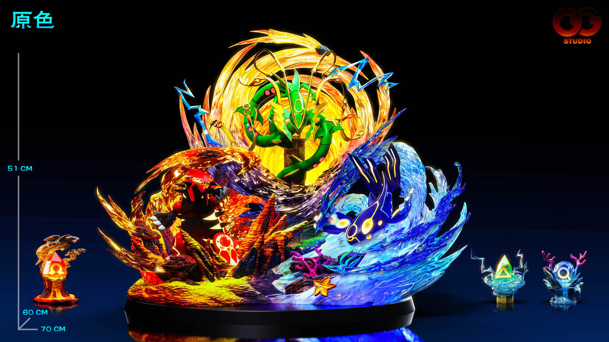 Preventa Resina Mega Rayqueaza, Primal Groudon & Primal Kyogre Figura Pokemón GuGu Estudio