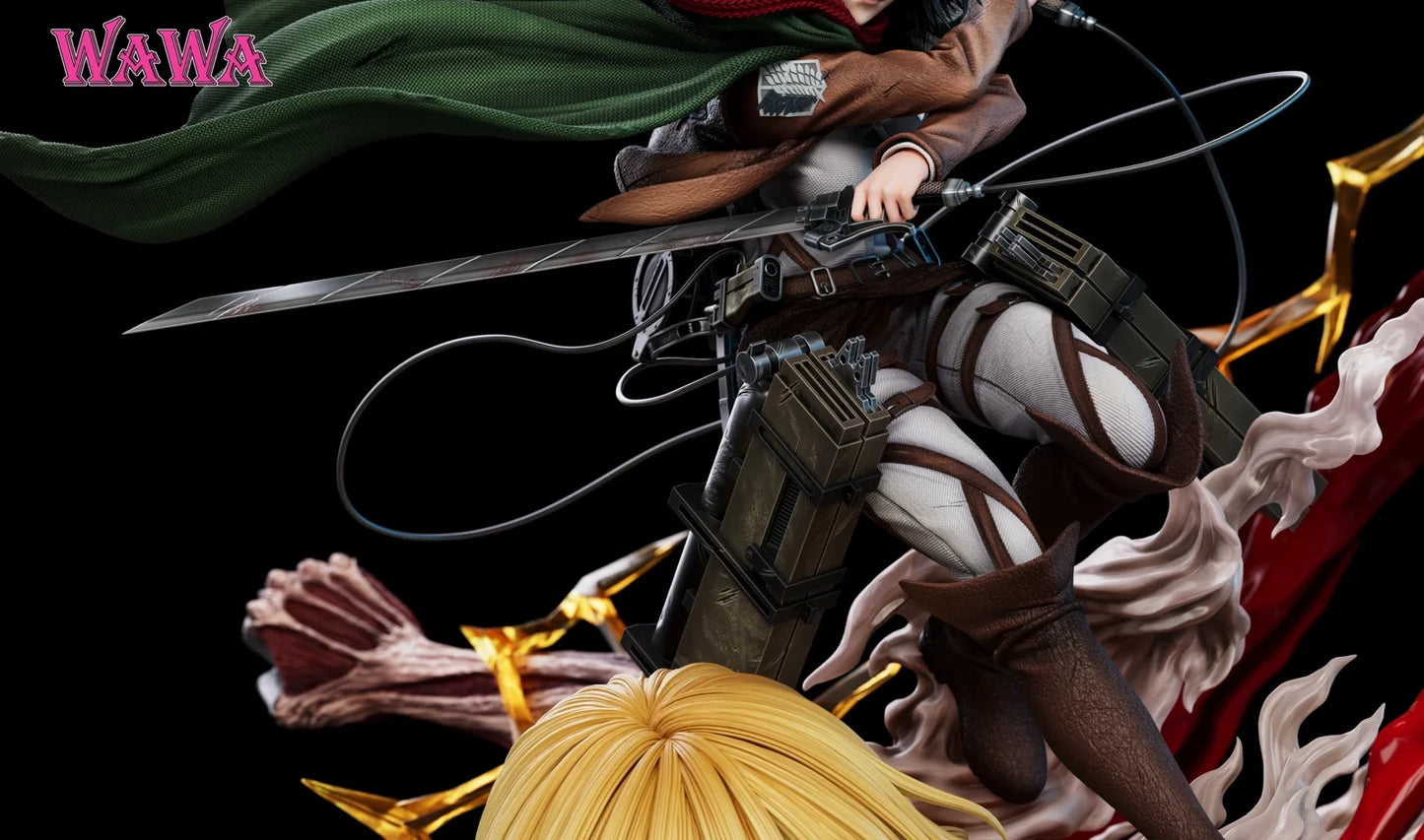 Preventa Resina Mikasa Ackerman vs Titan Femenino Figura Attack On Titan WAWA Estudio