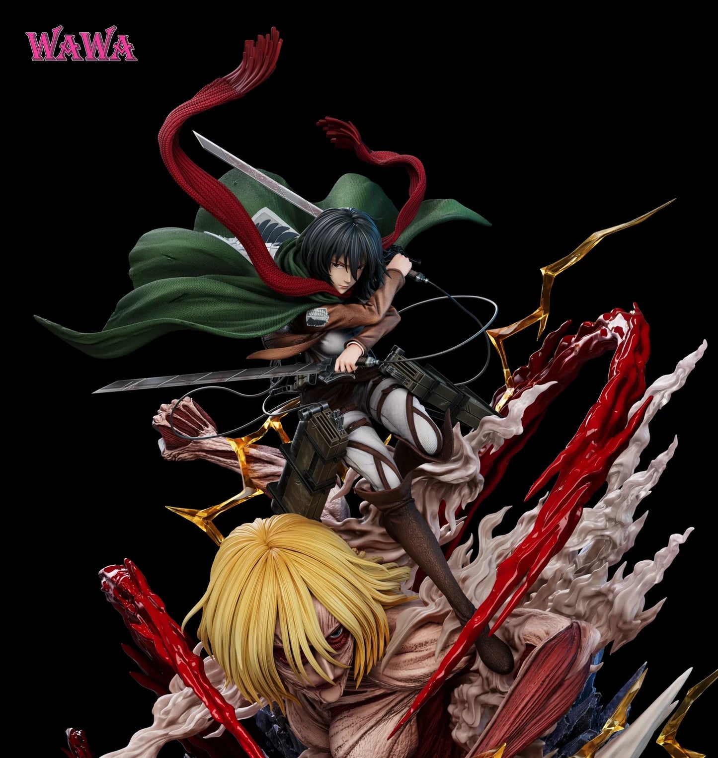 Preventa Resina Mikasa Ackerman vs Titan Femenino Figura Attack On Titan WAWA Estudio
