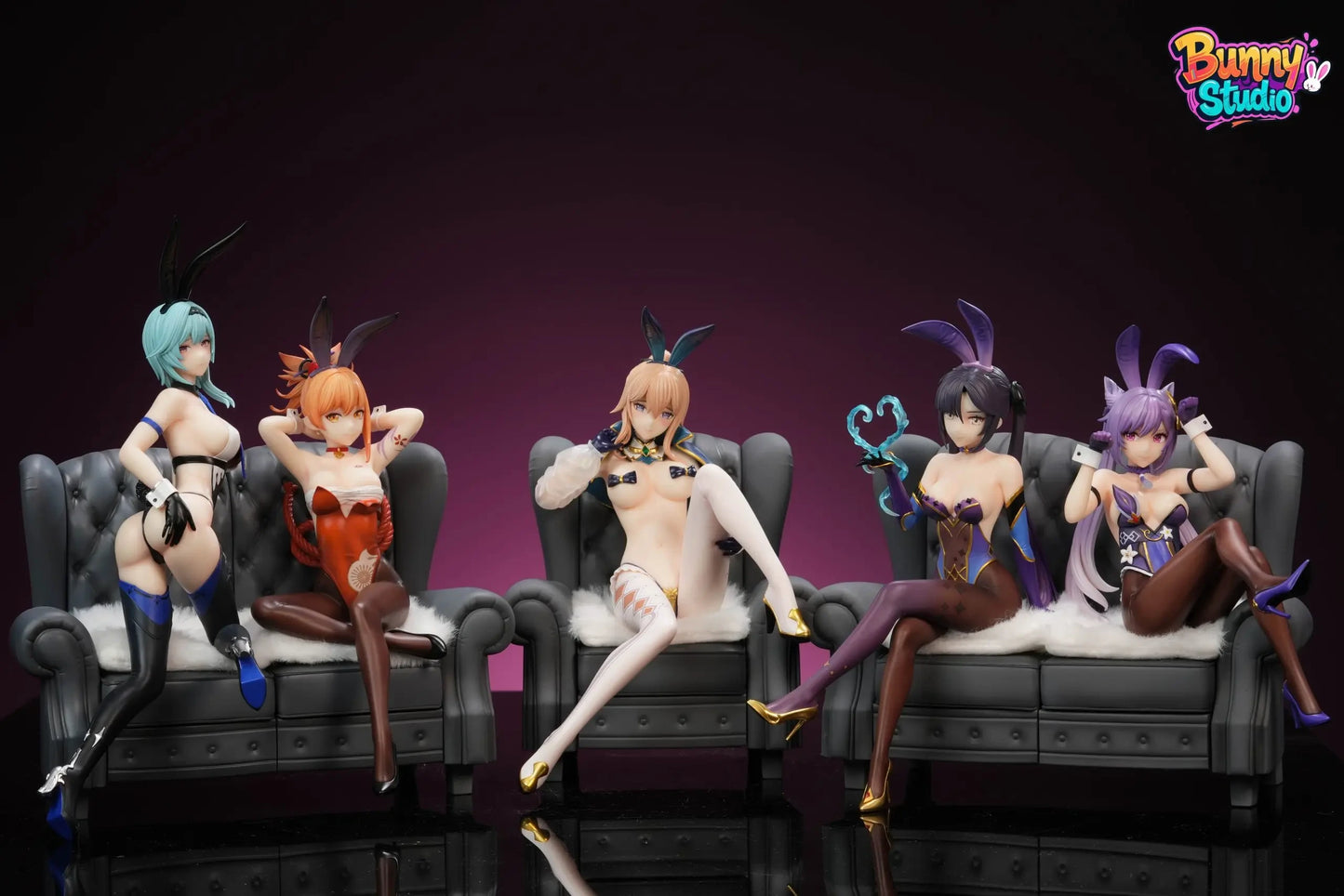 Preventa Resina Yoimiya, Eula Lawrence, Keging, Astrologist Mona Megistus, Jean Figura Genshin Impact Bunny Estudio