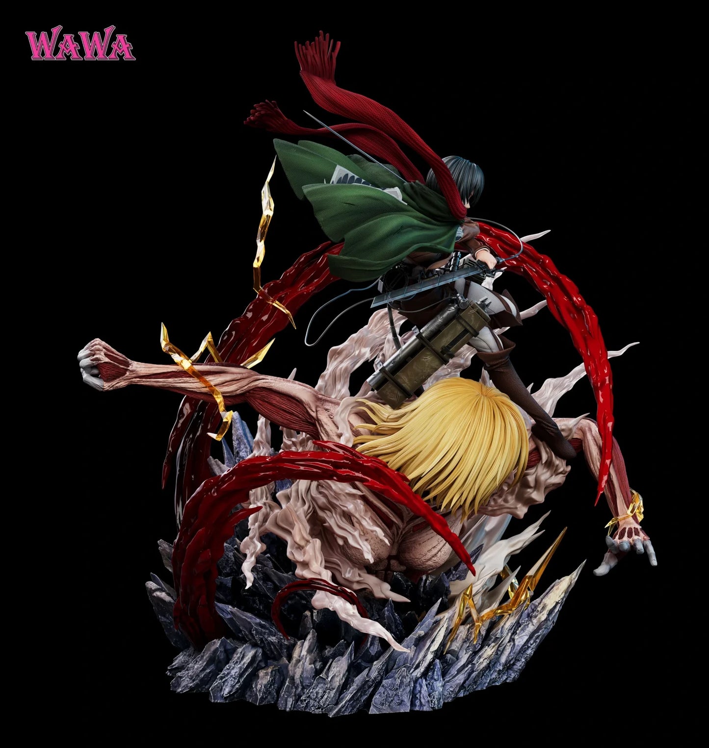 Preventa Resina Mikasa Ackerman vs Titan Femenino Figura Attack On Titan WAWA Estudio