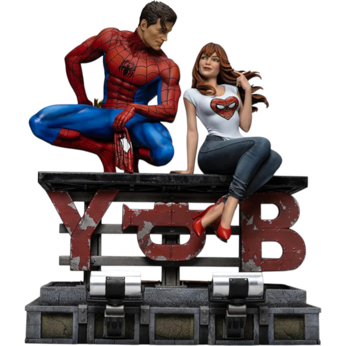Preventa Resina Spider-man & Mary Jane Figura Marvel Iron (Licencia) Estudio