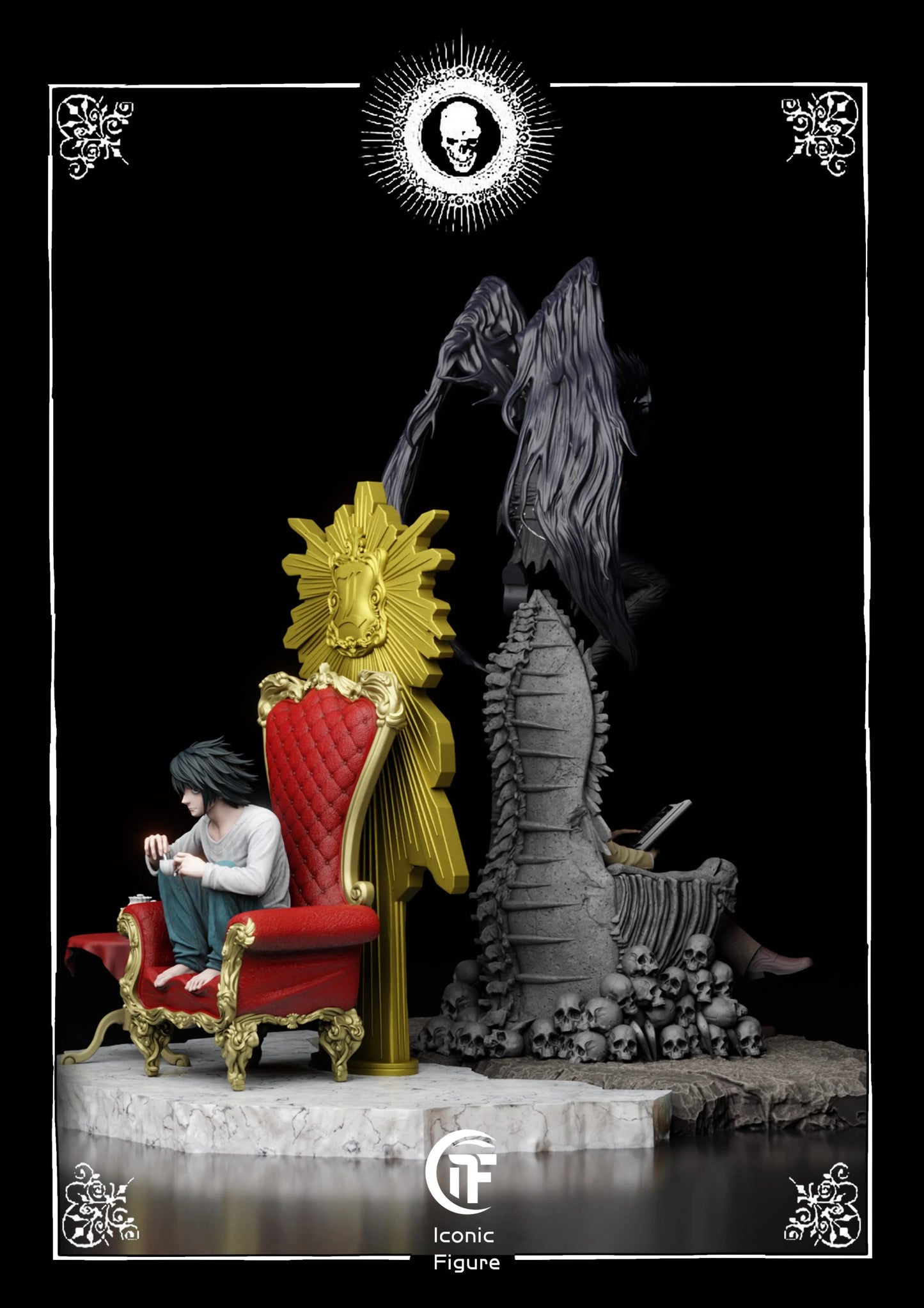Preventa Resina Light Yagami, Ryuk & L Lawliet  Figura Death Note IF Estudio