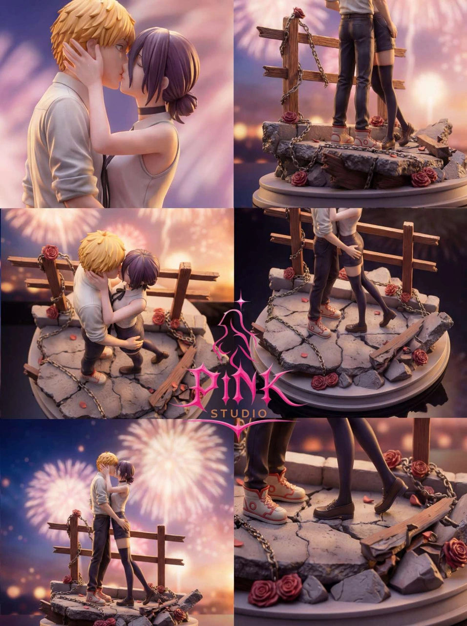 Preventa Resina Denji & Reze Figura Chainsaw Man PINK Estudio