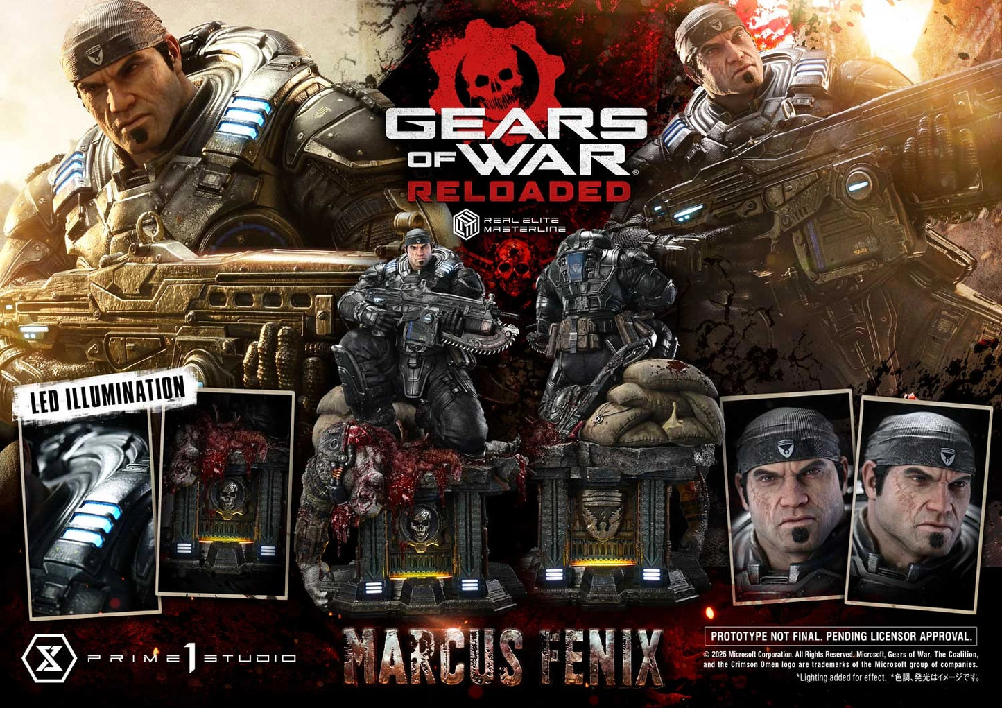 "Preventa Resina Marcus Fenix Figura Gears of War: Reloaded  Prime 1 (Licencia) Estudio"