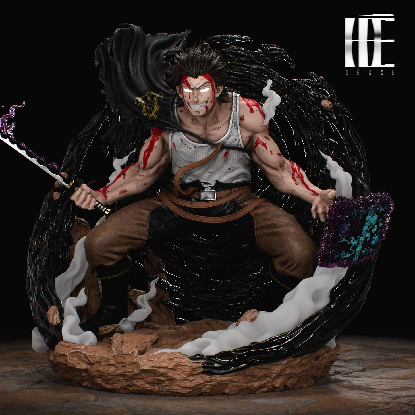 Preventa Resina Yami Sukehiro  Figura Black Clover Heroe Collectibles Estudio