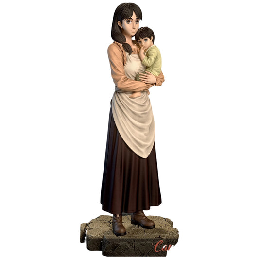 Preventa Resina Carla Jeager & Eren Jeager Figura Attack On Titan Model Power Estudio